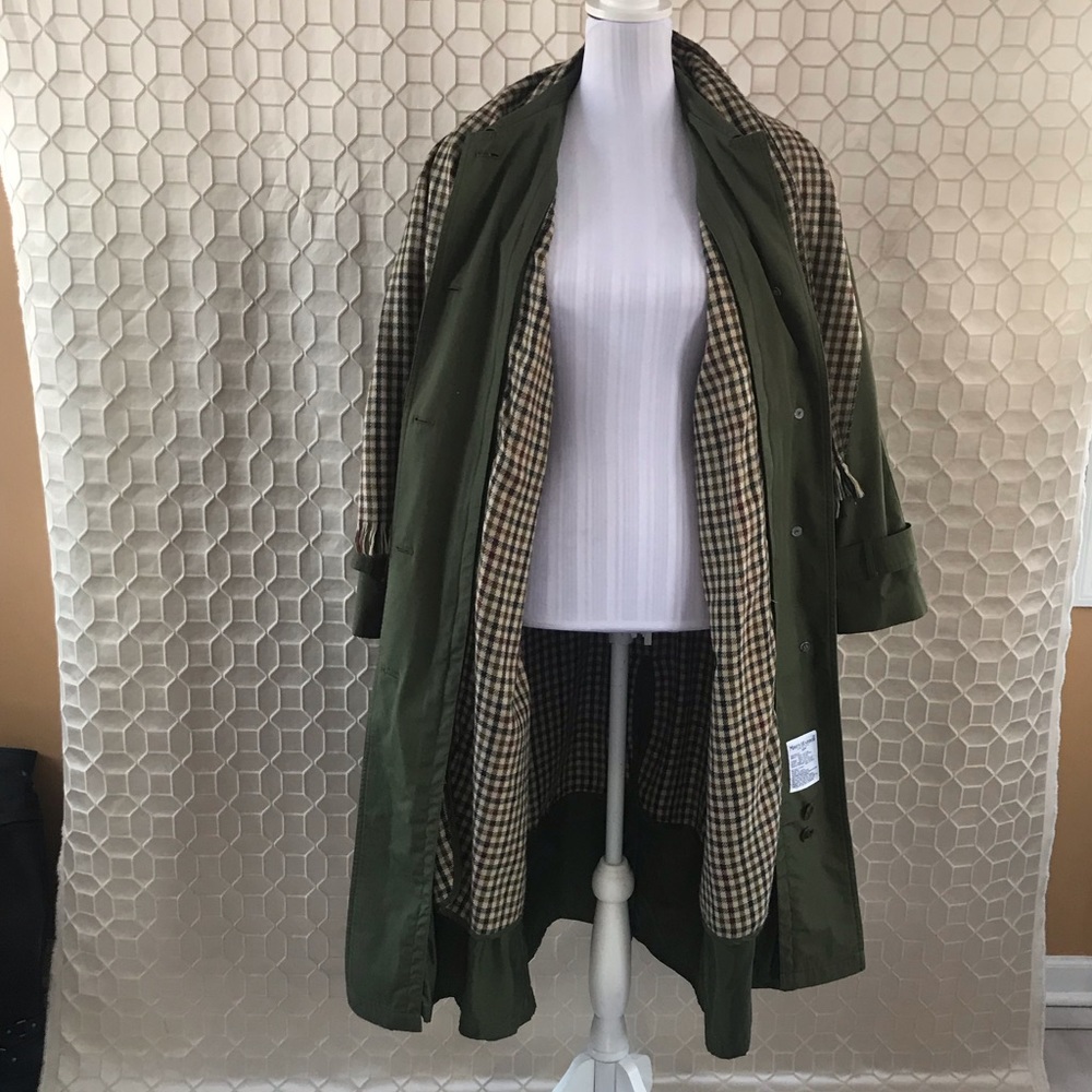 MISTY HARBOR Vintage Trench Coat w/Scarf Green 12P - Picture 5 of 8